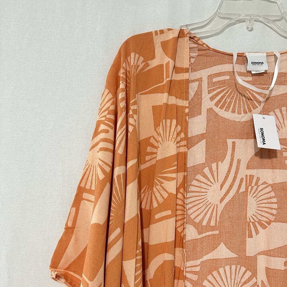 Sonoma Kimono Cover Up Women One Size Orange Long Boho Coastal Airy Resort NEW - Picture 3 of 9